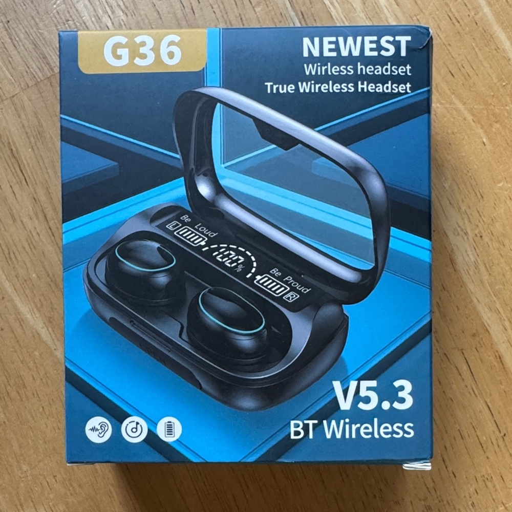 G36 Wireless Earbud Headphones - Black